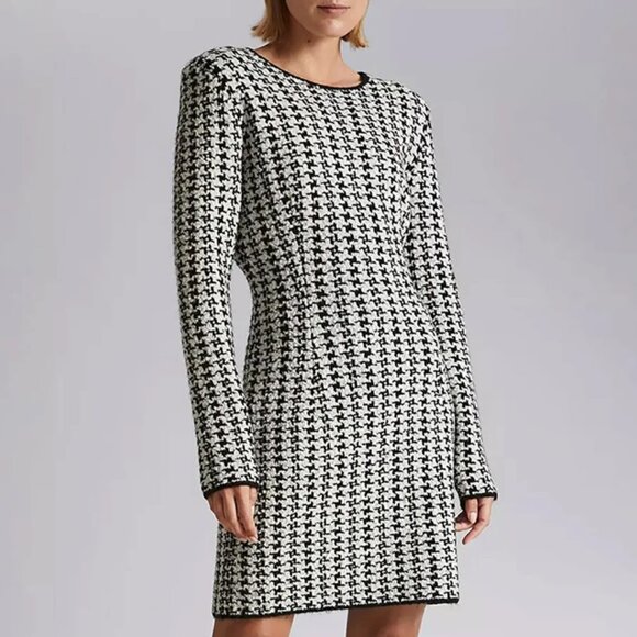 & Other Stories Wool Alpaca Blend Houndstooth Dress Black White - Picture 1 of 14